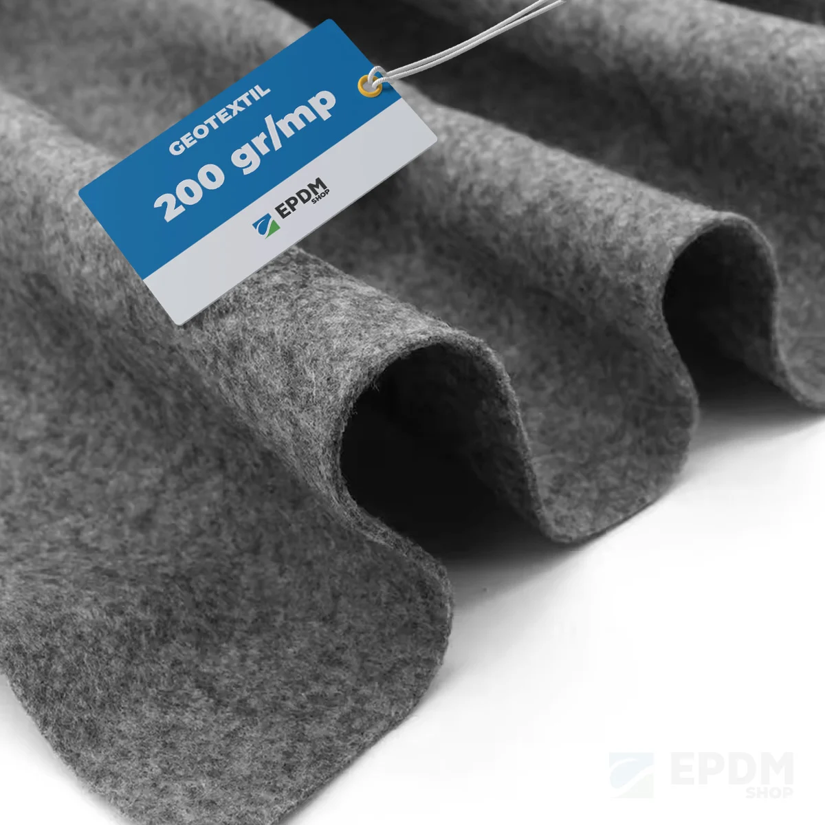 Geotextil 200 gr/mp din poliester nețesut pentru protecție membrană EPDM și separare straturi terasamente